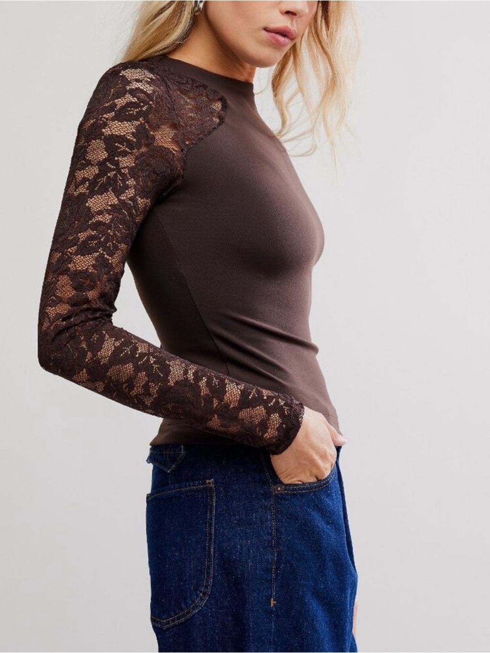 FREE PEOPLE No Excuses Long Sleeve / Hot Fudge NWOT size L